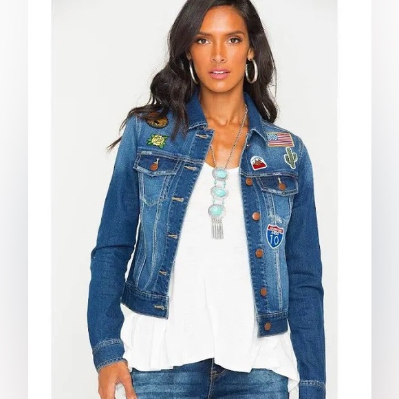 EUC Wrangler Patchwork Traveler Jean Jacket Size Medium - Picture 4 of 10